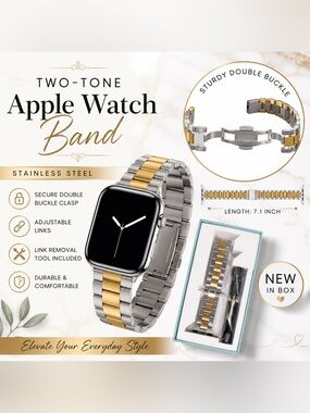 New Lenrao Compatible
iWatch Band 38/40/41/42mm. Silver & Gold Stainless Steel.